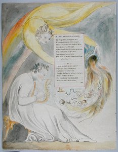 De vooruitgang van de poëzie, ontwerp 50 uit De Gedichten van Thomas Gray, 1797-98 door William Blake